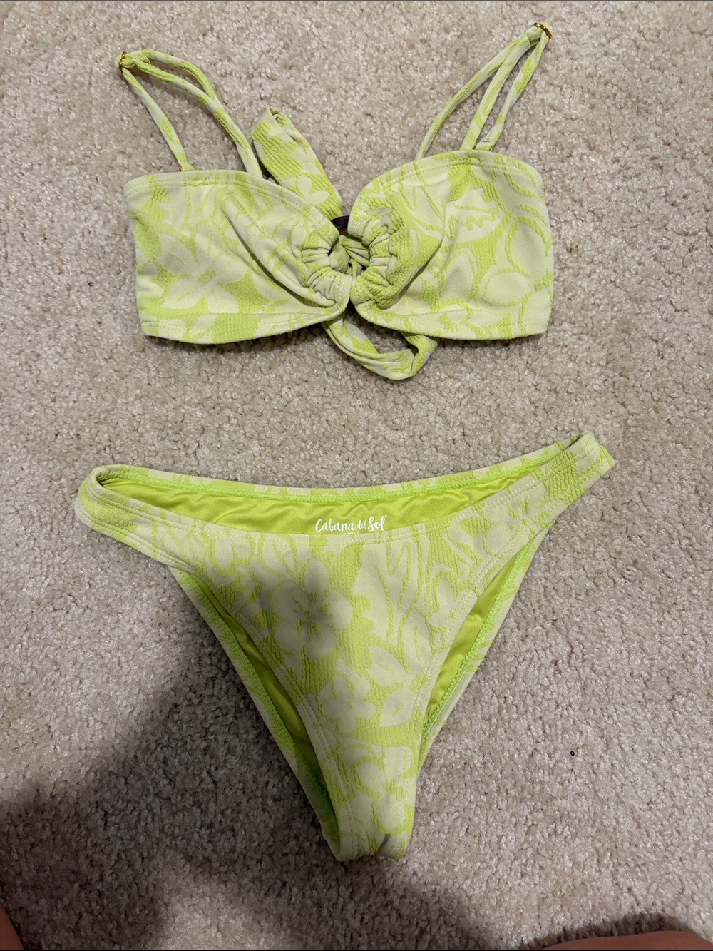 Lime Floral Bandeau Bikini
